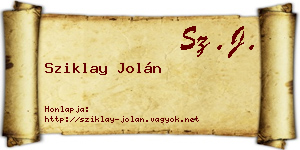 Sziklay Jolán névjegykártya