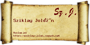 Sziklay Jolán névjegykártya
