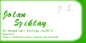 jolan sziklay business card